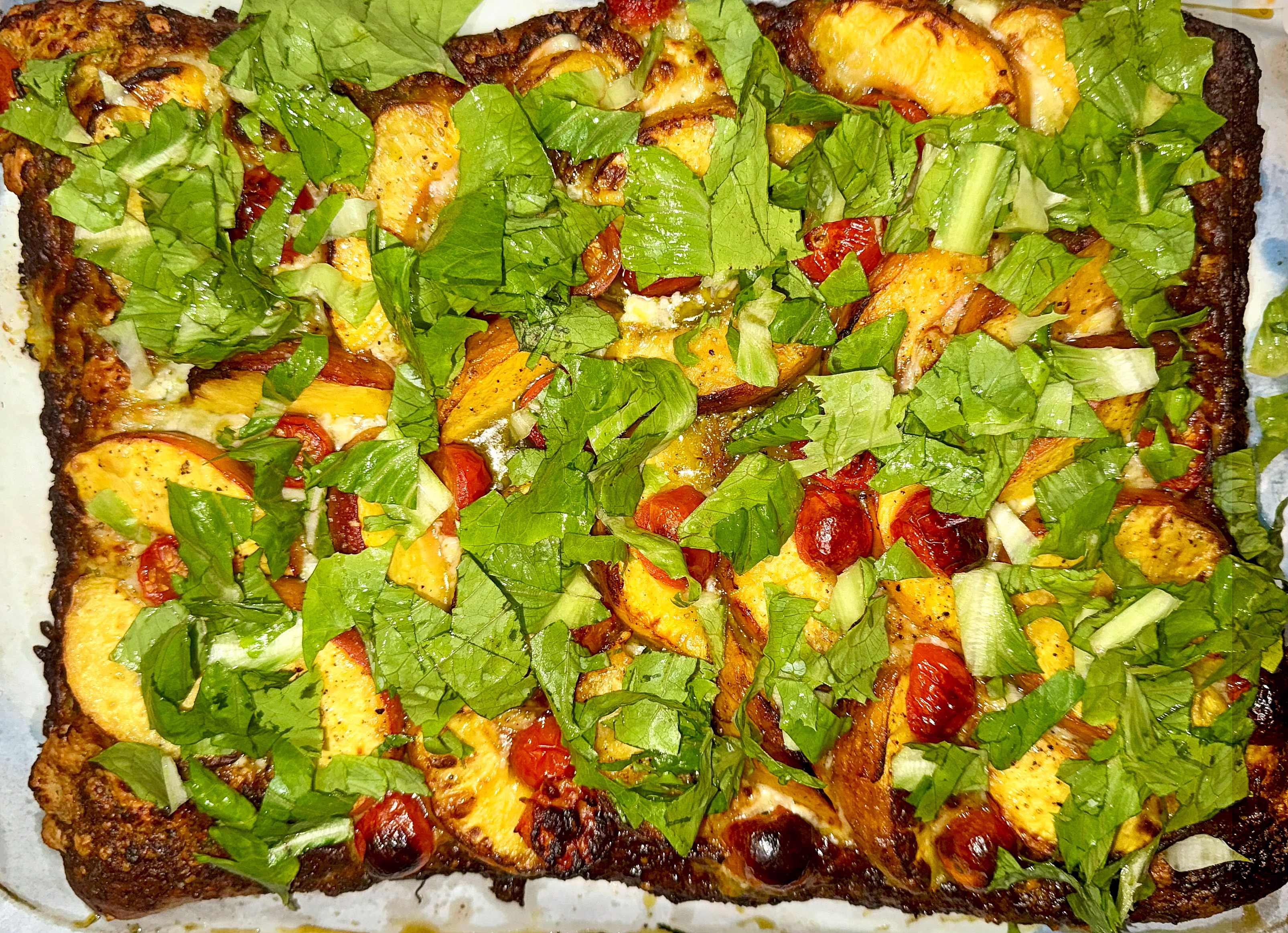 Summer Harvest Peach & Pesto Pizza